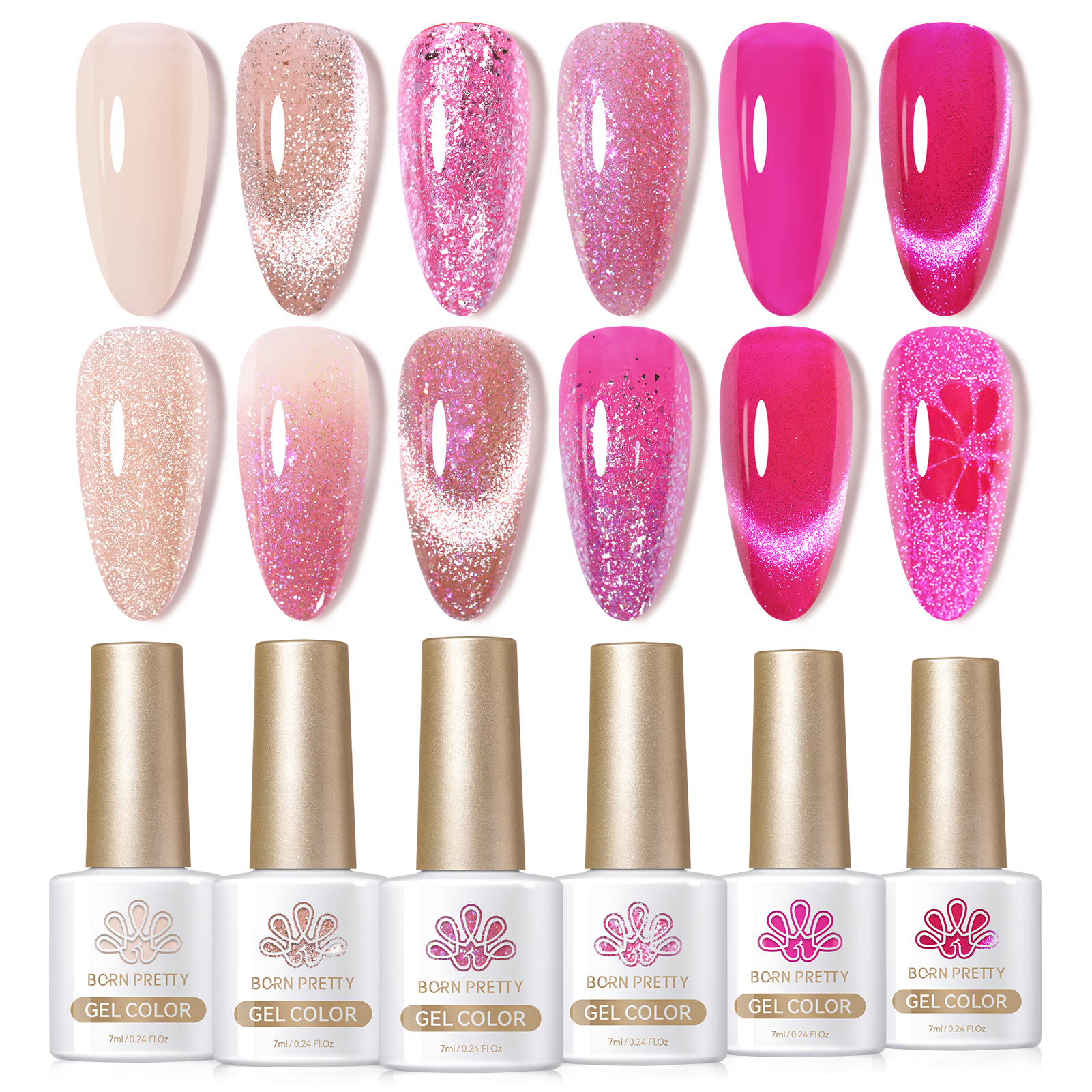 BORN PRETTY UV/LED gél lakk szett - Peach Bloom Mixed Set - 6x7 ml