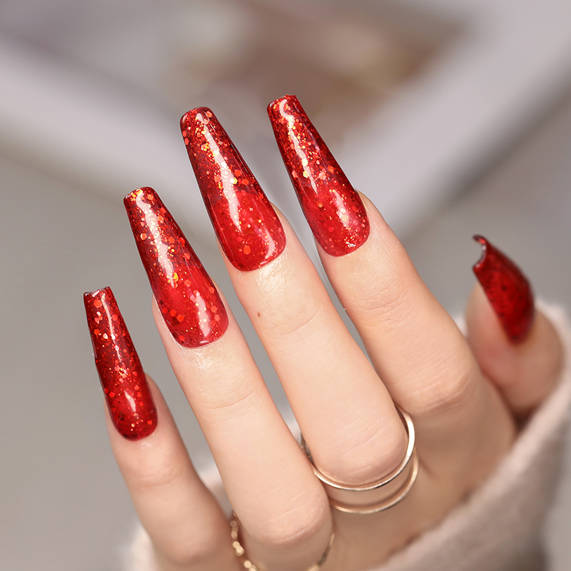 Born Pretty Pro UV/LED HEMA FREE gél lakk 15 ml - C060 - Red Sequins