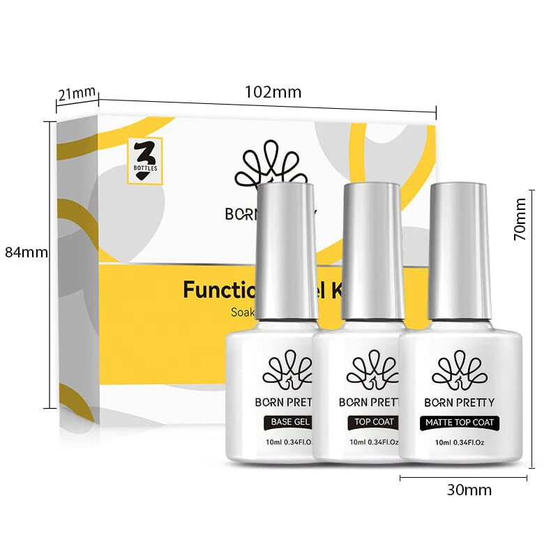 Born Pretty Base + Reinforcement Base + Super Top szett - 3x10 ml