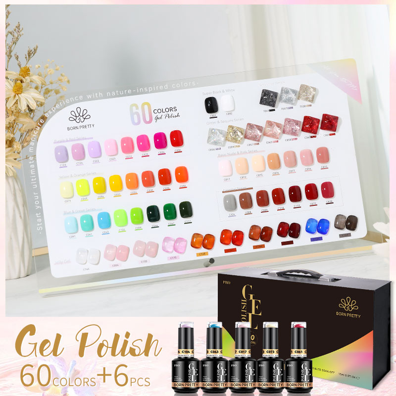 BORN PRETTY Pro UV/LED gél lakk szett - 60 szín + base és top gélek