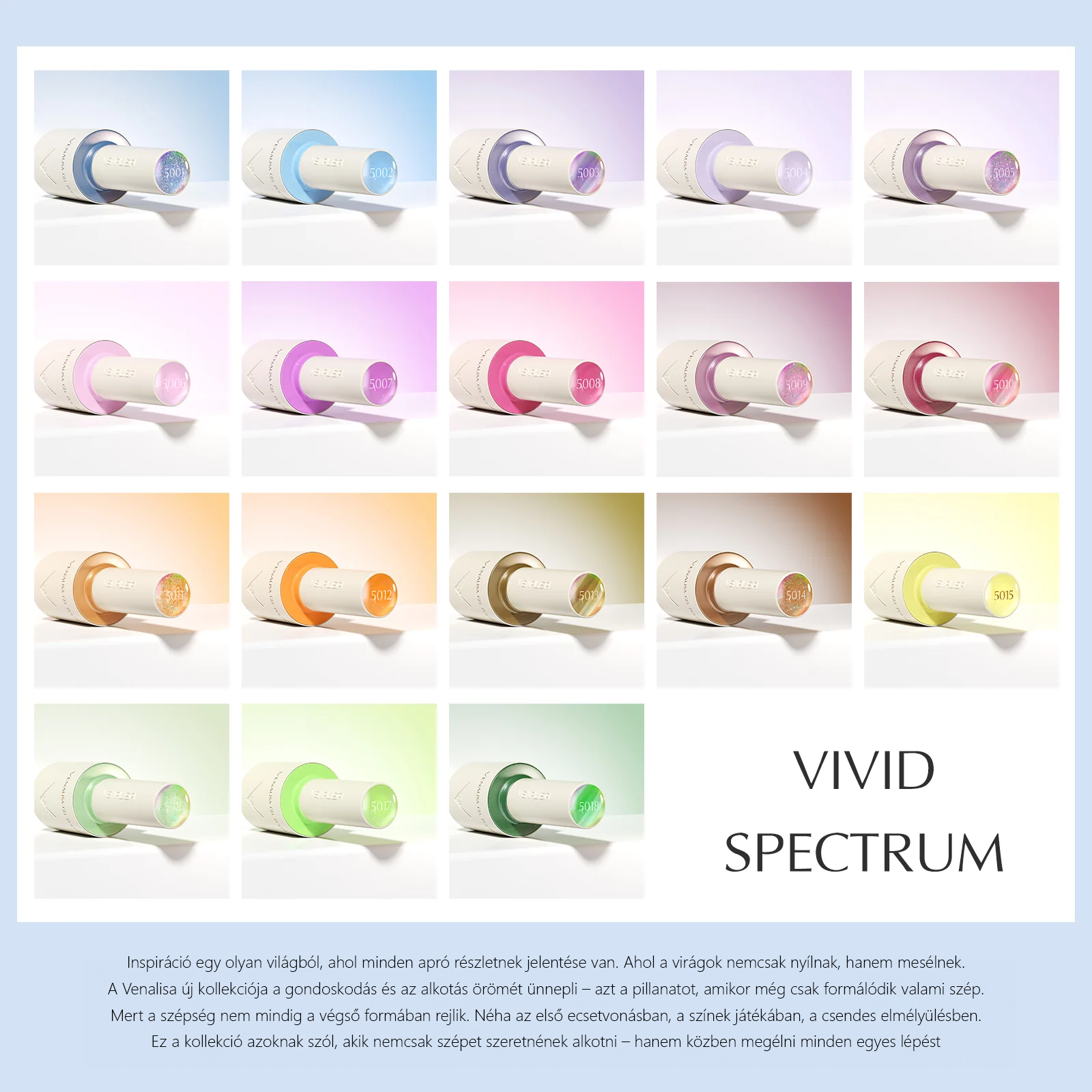 Venalisa UV/LED Gél Lakk szett - V1 - Vivid Spectrum - 18 db szín