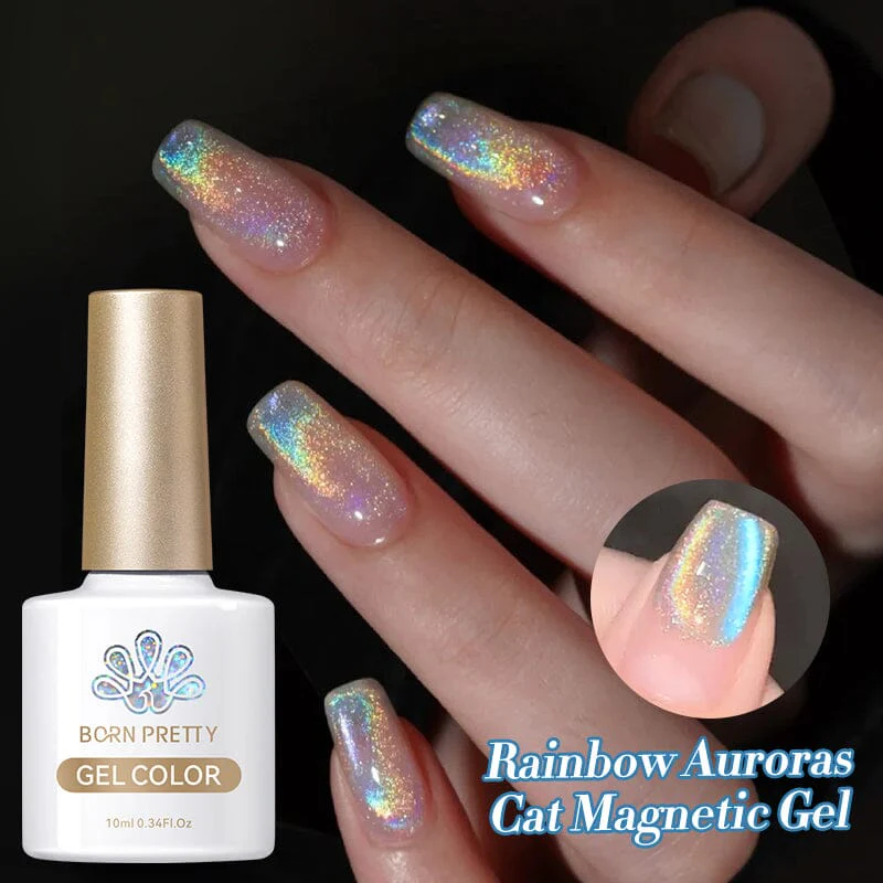 BORN PRETTY Rainbow Aurora Cat Magnetic UV/LED gél lakk 10 ml - RA03