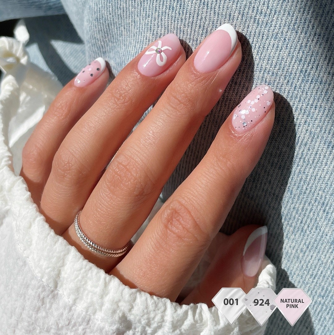 SEMILAC UV/LED Gél Lakk 7ml - 924 - Silver & White Drops