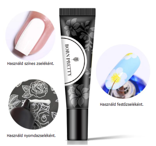 BORN PRETTY 2in1 nyomda és festőzselé 8 ml - FW10 White Gold
