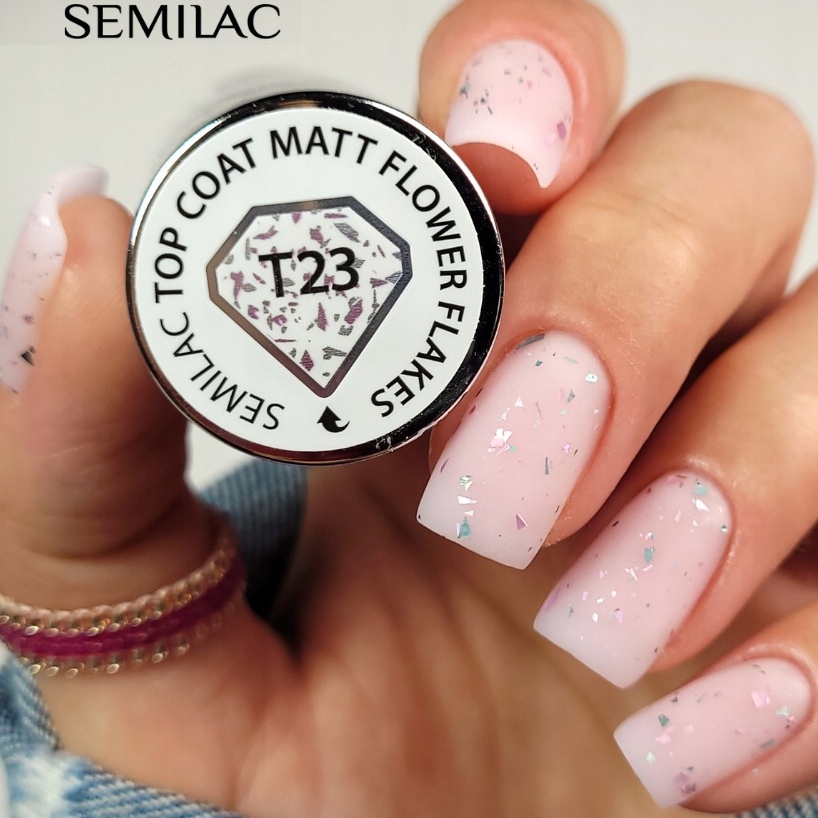 SEMILAC TOP - fixálásmentes MATT Flower Flakes No.T23 7ML