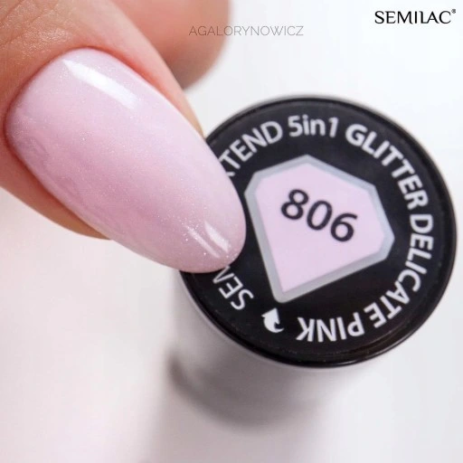 SEMILAC Extend 5in1 - 7 ml - No. 806 Glitter Delicate Pink