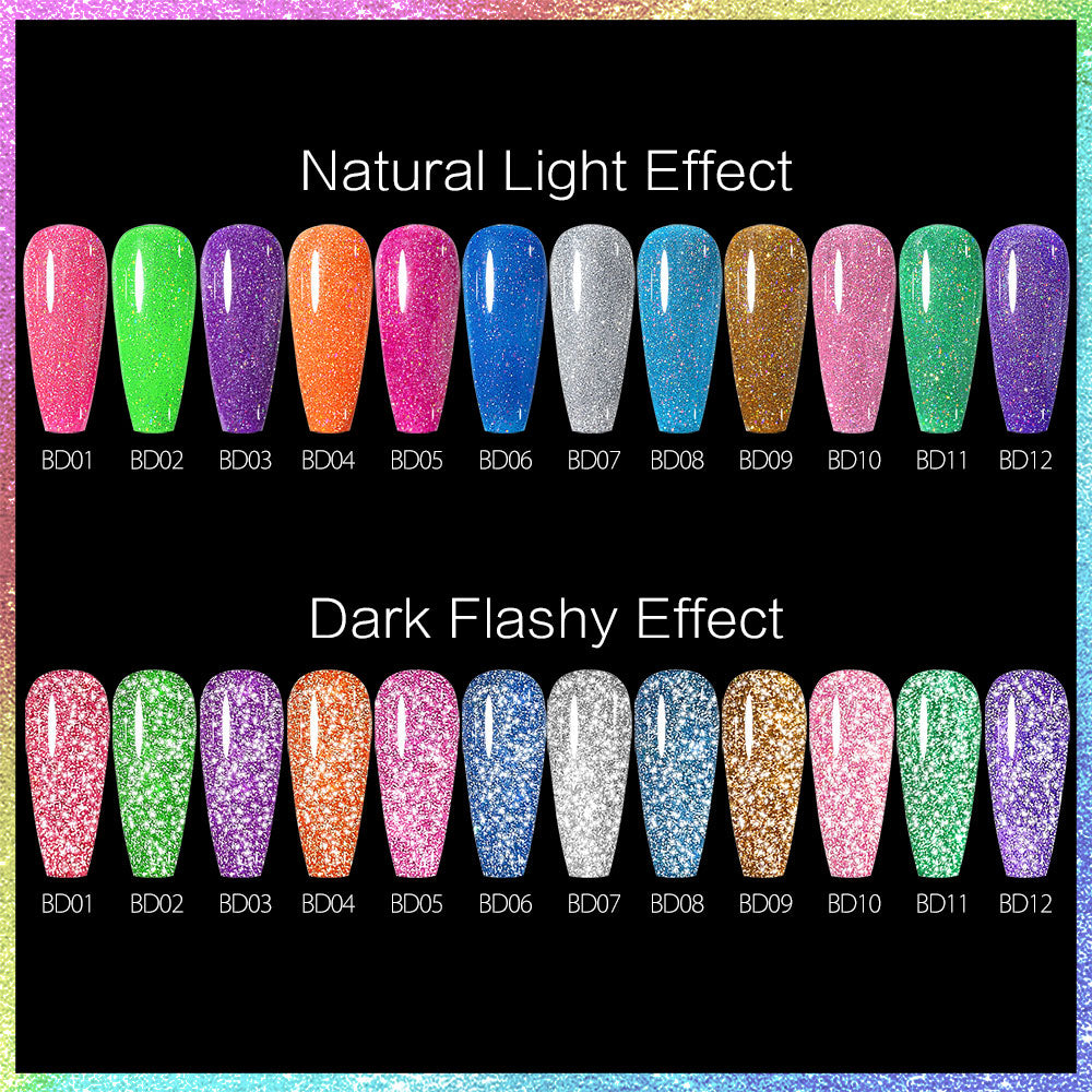 Venalisa Reflective Neon Disco Gel UV/LED Gél Lakk 7.5 ml - 12 db-os szett