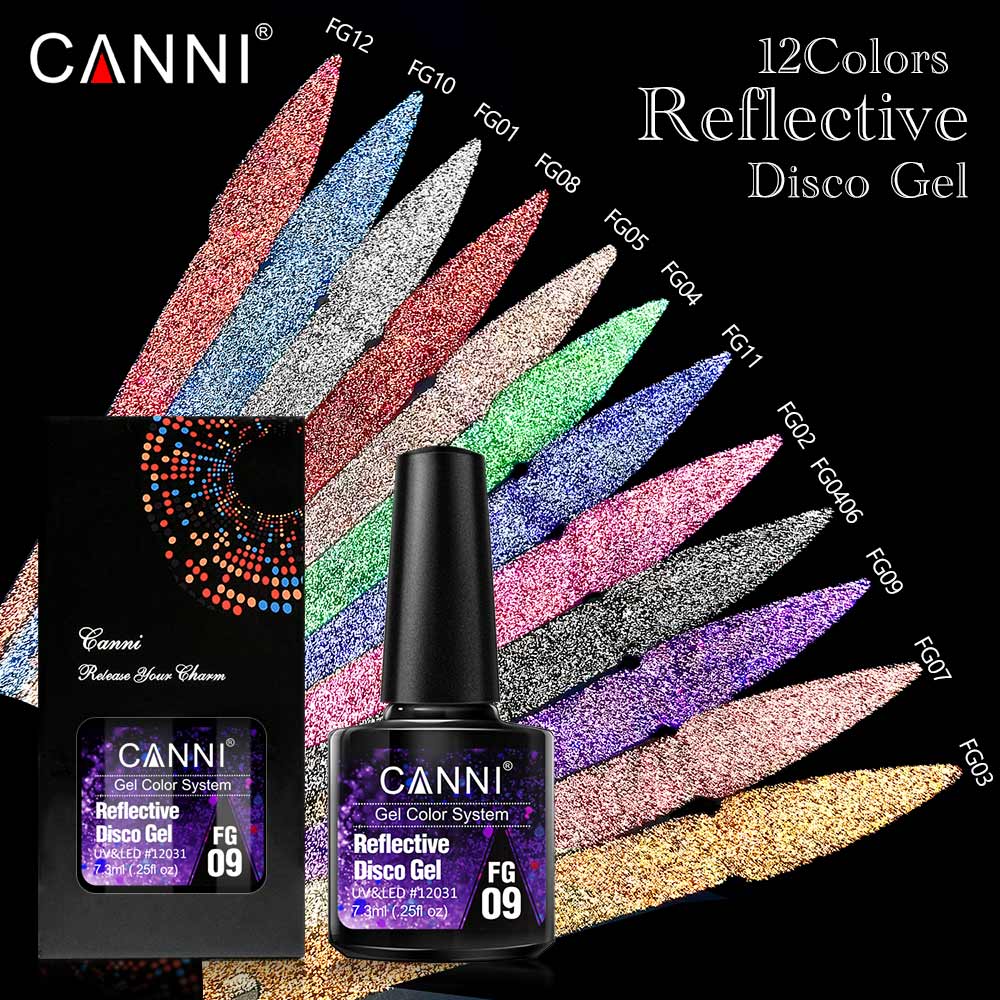 CANNI UV/LED Reflective Disco gél lakk 7.3 ml - 12 db-os szett